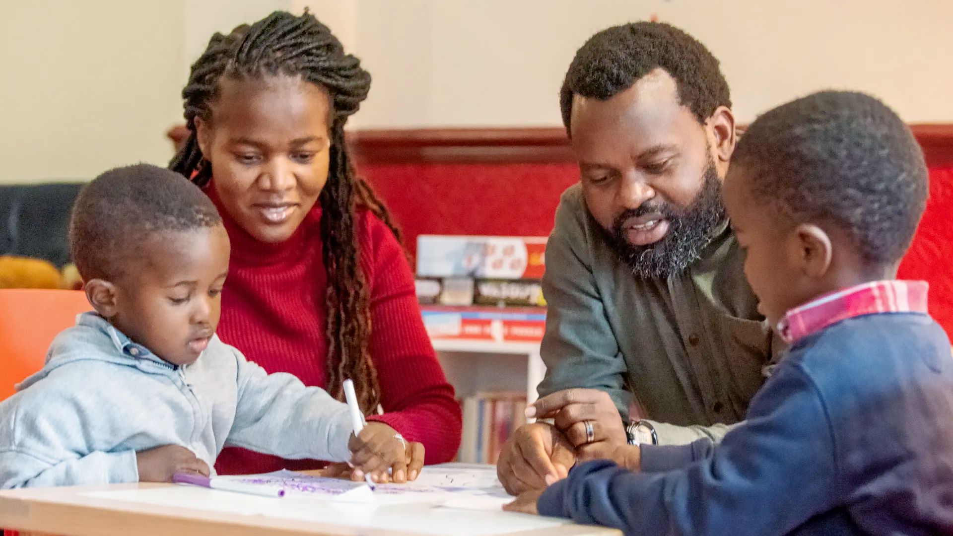 A family playing board games.
