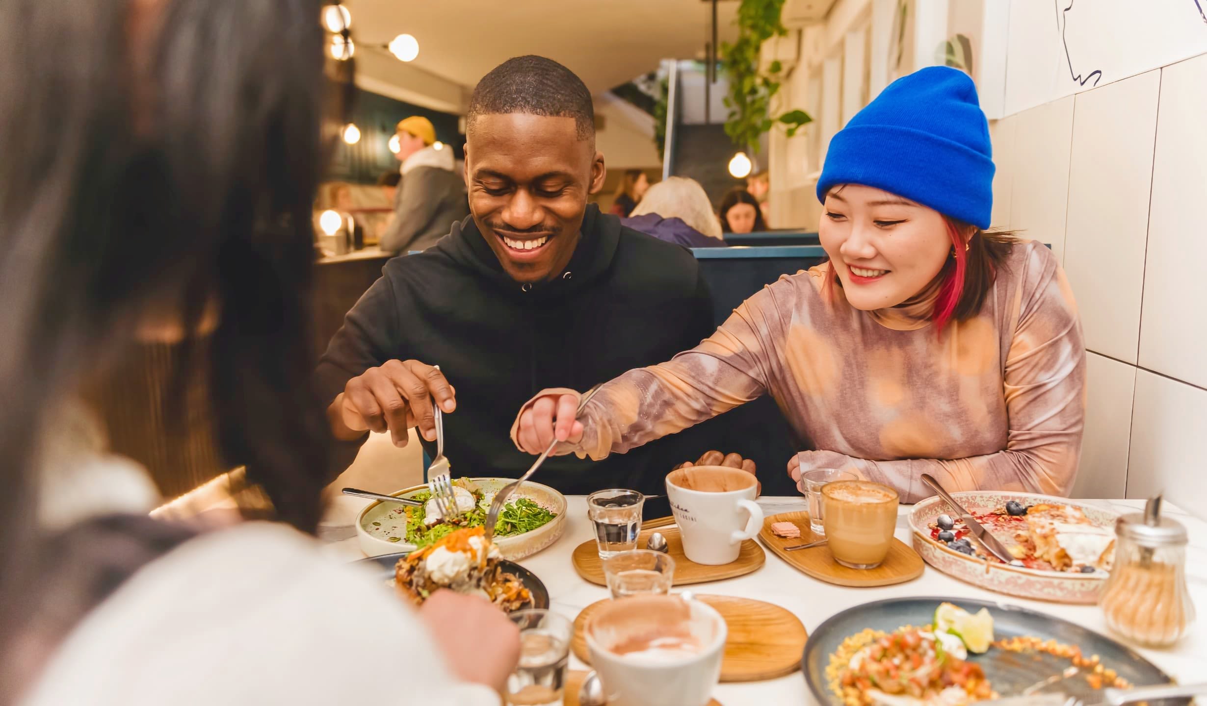Students share a meal in Journey Social.