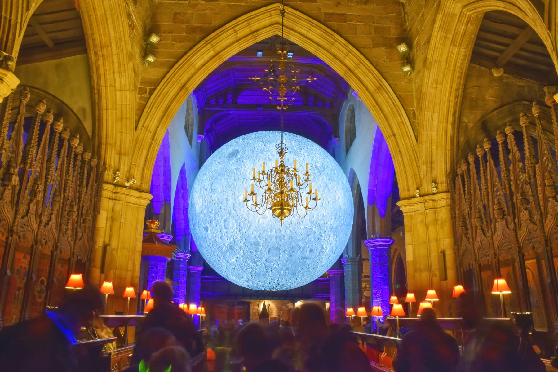 A large illuminated version of the moon is housed within Lancaster Priory.